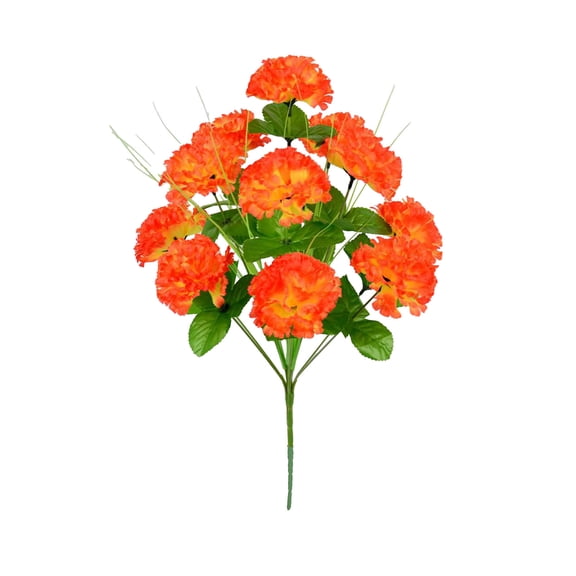 Artificial Carnations Bouquet 12 Stems Orange Faux Flowers for Home Decor Wedding Centerpiece Table Display Silk Fabric Floral Arrangements Decorative Stems
