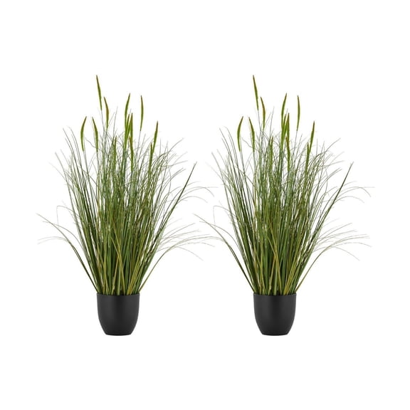 Artificial Cattail Grass Plant, 2 Pack 35 Inch Faux Greenery, Indoor Outdoor Dcor