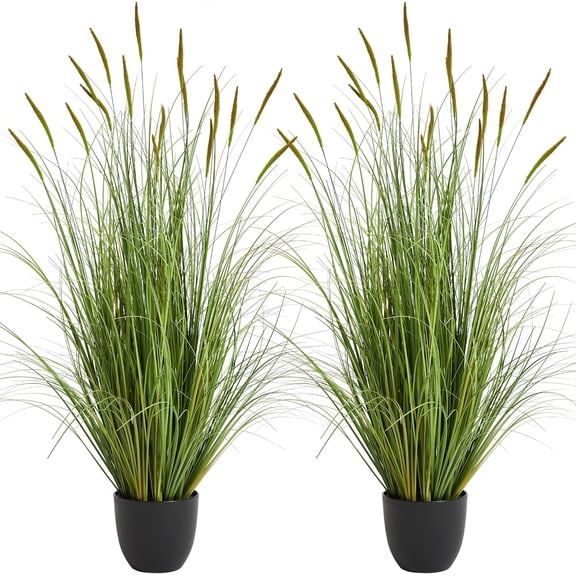 Artificial Cattail Reed Grass,  Artificial Indoor Outdoor Fake Onion Grass Plant, Home Office Decorative Artificial Plants in Pot Faux Plant Greenery, Housewarming Gift, Green : Home & Kitchen