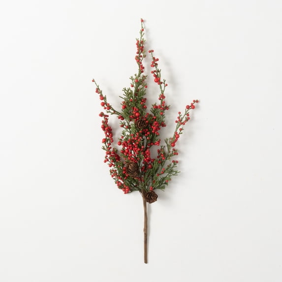 Artificial Cedar And Berry Stem Multicolor 19"H