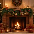 thumbnail image 1 of Artificial Cedar Christmas Garland – 71 Inch with Gold Bows, Bells, Red Berries, for Front Door Stair Mantel Holiday Decor, 1 of 5