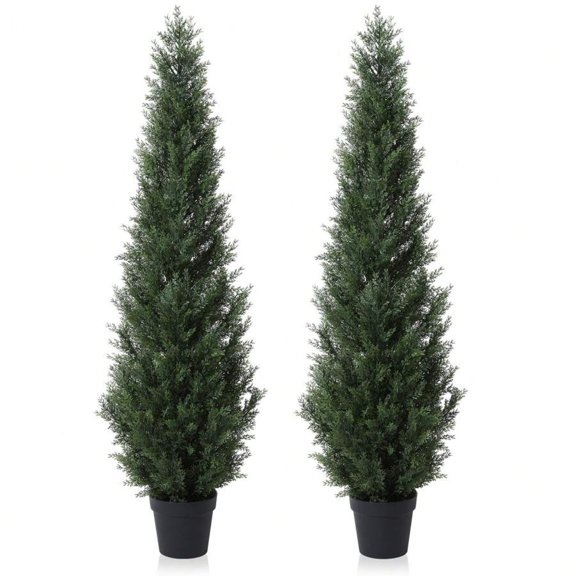 Artificial Cedar Christmas Topiary Tree - UV Rated Pre-Potted Fake Tree for Indoor Outdoor Home Decor & Housewarming Gift