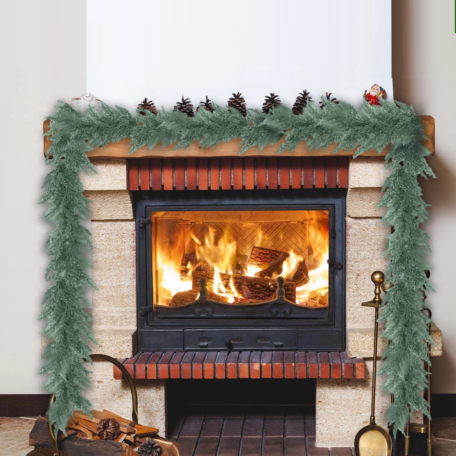 Artificial Cedar Garlands, 9 FT Pre-Lit Real Touch Winter Cedar Garland ...