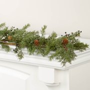 Factory Direct Craft 56" Artificial Cedar Juniper Garland, Weather-Resistant Faux Evergreen Garland for Indoor & Outdoor Holiday D cor, Mantels, Railings & Porches