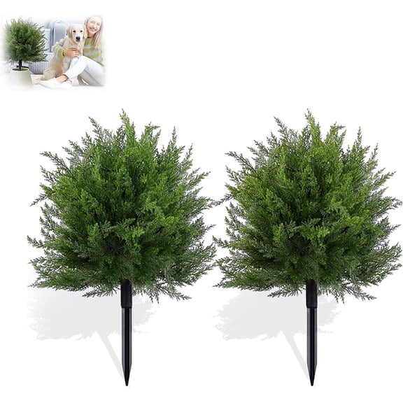 Artificial Cedar Landscape Tree, Faux Cedar Shrubs, for Outdoor Porch & Garden Decor (2PCS)
