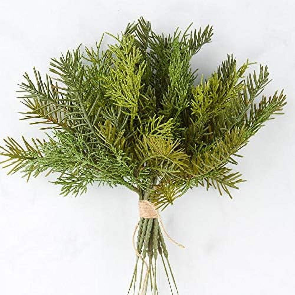 Artificial Cedar Pine Bundle Of 6 Stems Tied With A Jute Cord, Perfect ...