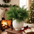 thumbnail image 1 of Artificial Cedar Sprigs 14.9 Inch Faux Evergreen Branches with Red Berry Picks Realistic Plastic Pine Stems for Christmas Wreaths Holiday Mantel Vase Centerpiece Decor, 1 of 6
