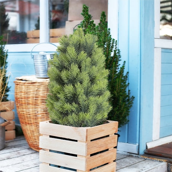 Artificial Cedar Topiary Ball Trees 22" for Outdoors with Ground Spike, UV Resistant Faux Cypress Plants into Anywhere, Evergreen Shrubs Bushes for Room Front Porch Garden Backyard Decor