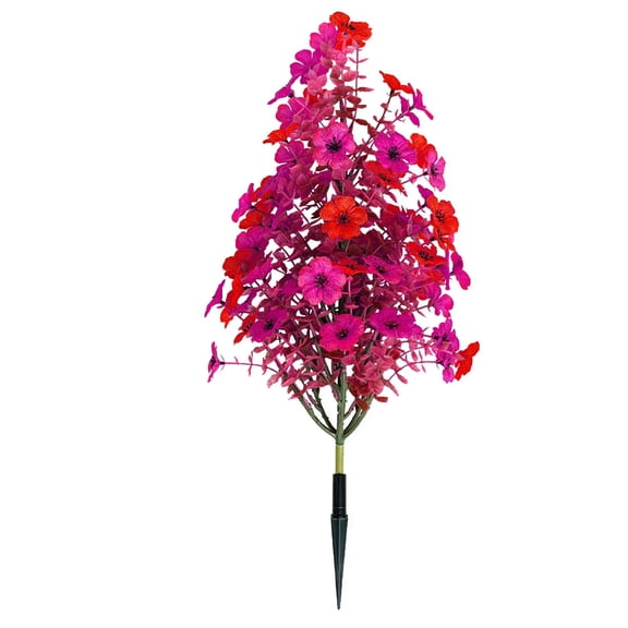 Artificial Cedar Topiary Tree Outdoor with Ground Spike, 19.7 Inch Faux Shrub Plant for Porch Garden Patio Decor, Realistic Purple Plastic UV Resistant