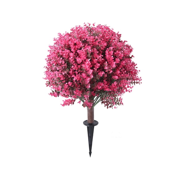 Artificial Cedar Topiary Tree with Ground Spike – Faux Outdoor Shrub for Porch, Patio, Garden – 25.8 Inch Tall