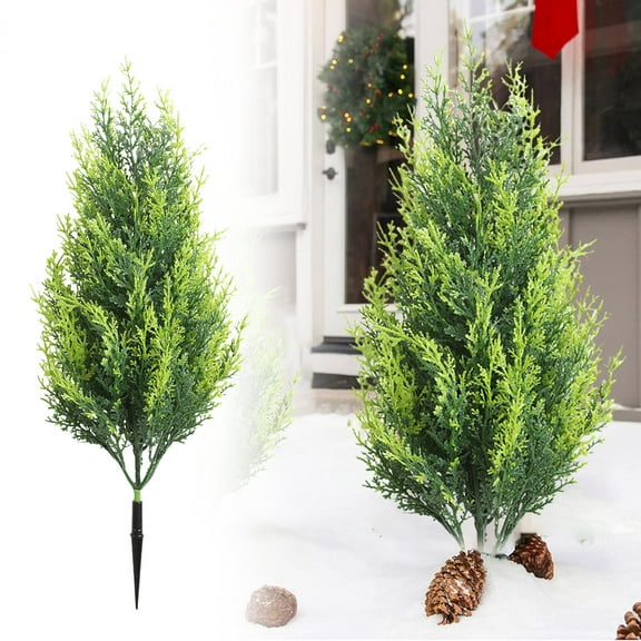 Artificial Cedar Topiary Trees Christmas Party Decor Shrubs with Ground Spikeing Realistic Bushes for Outdoor Indoor Front Porch, Garden, Patio & Home Decor