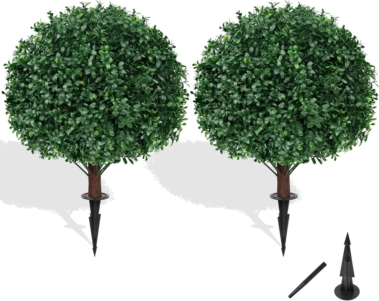 Artificial Cedar Topiary Trees With Ground Spike 2 Pieces Fake Pine 