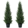 Artificial Cedar Tree 2 Pack 3 ft Outdoor Artificial Topiary Cedar Plants Fake Tree UV Rated