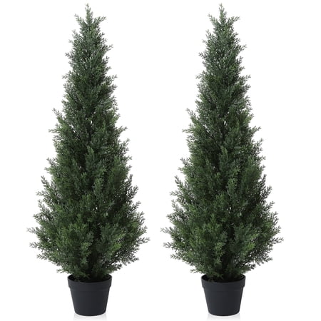 DR.Planzen Artificial Cedar Tree 2 Pack 4 ft Outdoor Artificial Topiary Cedar Plants Fake Tree UV Rated Potted Tree for Perfect Housewarming Gift, Set of 2 price history on PriceWatchPro