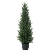 Artificial Cedar Tree 2 Pack 3 ft Outdoor Artificial Topiary Cedar Plants Fake Tree UV Rated Potted Plants for Porch Decor Faux Pine Tree for Perfect Housewarming Gift