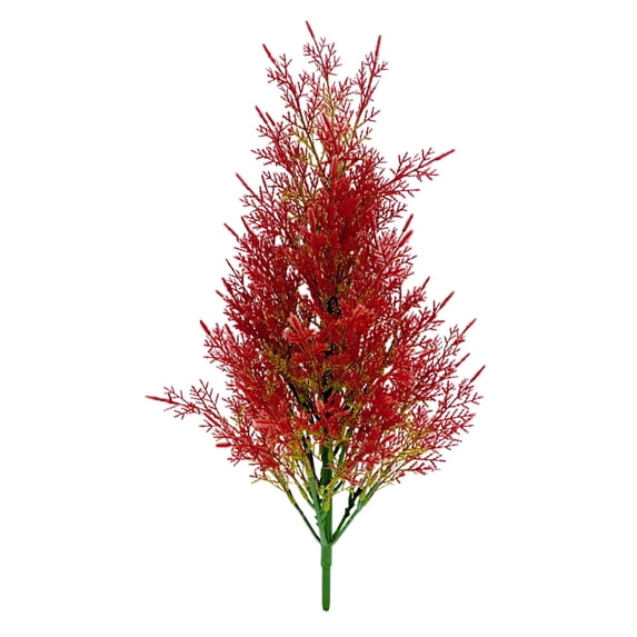 Artificial Cedar Tree for Christmas Decoration – 18" Fake Plant with Red & Green Branches, Realistic Plastic Mini Tree Ornament for Home, Desk, Office, and Outdoor Holiday Décor