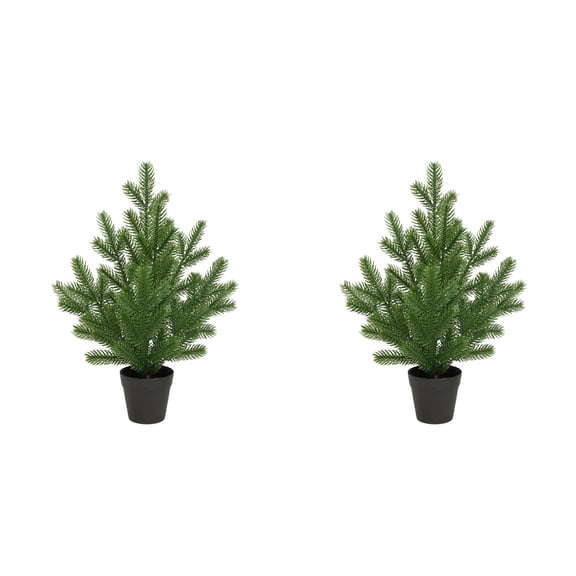 Artificial Cedar Tree Potted 18.9 Inch, Water Resistant Cypress Tree for Indoor Outdoor Decor, Low Maintenance Potted for Home Garden Front Porch Decoration-1 Pack