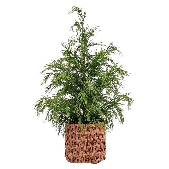 Inside Home Tree Artificial Cedar Tree with Woven Basket, Small Tabletop Plant for ...
