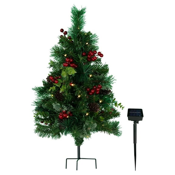 Artificial Cemetery Decoration - Gravesite Tree - Christmas Tree with Solar Lights (1) Tree