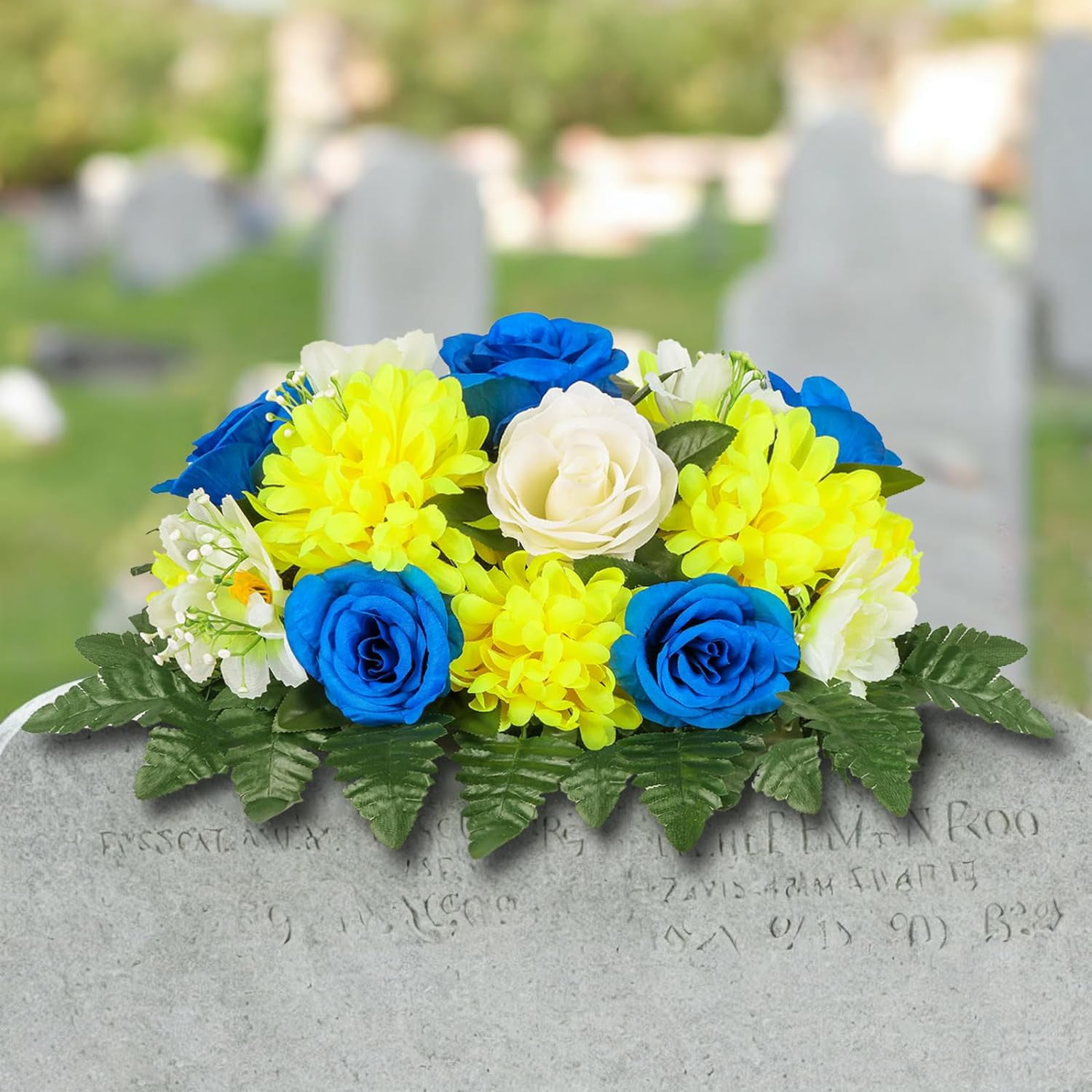 Artificial Cemetery FlowerOutdoor Grave Saddle Headstone Decorations