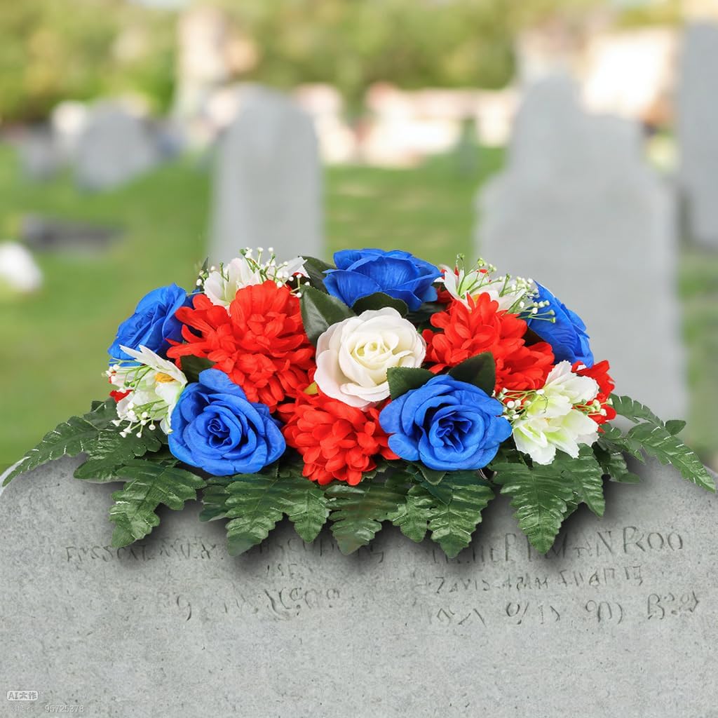 Artificial Cemetery FlowerOutdoor Grave Saddle Headstone Decorations