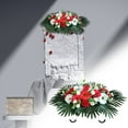 thumbnail image 1 of Artificial Cemetery Flower Saddle, Elegant Large Memorial Floral Arrangement for Outdoor Grave Decoration, Weather-Resistant Artificial Flowers for Headstones​, 1 of 9