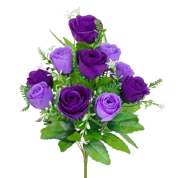 Artificial Cemetery Flower Saddle, Memorial Rose Bouquet for Grave Headstone, Outdoor UV Resistant Flowers, Realistic Silk Arrangement for Father's Day Decor
