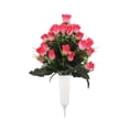 thumbnail image 1 of Artificial Cemetery Flowers, Assorted Color Memorial Rose Bouquets with Spike Vases, Flores Para Decoracion, UV Resistant Grave Decorations for Headstones, Outdoor Gravesite Floral Arrangements, 1 of 7