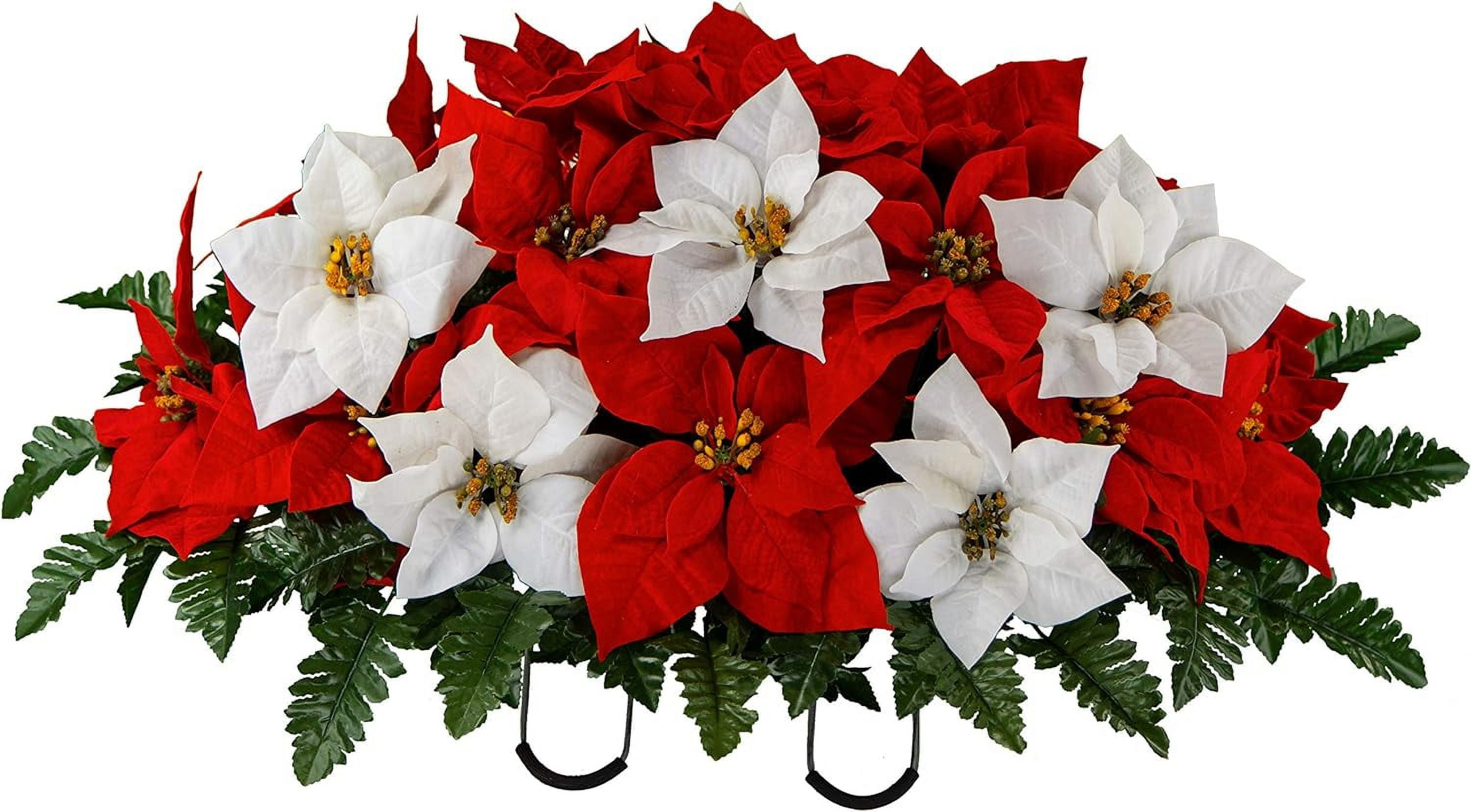 Artificial Cemetery Flowers Christmas Poinsettias Outdoor Grave