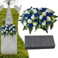 thumbnail image 1 of Artificial Cemetery Flowers for Grave – 36 Rose Saddle with Lush Greenery, Realistic Memorial Arrangement, Perfect for Outdoor Tombstone Decoration, Lasting Tribute, 1 of 9