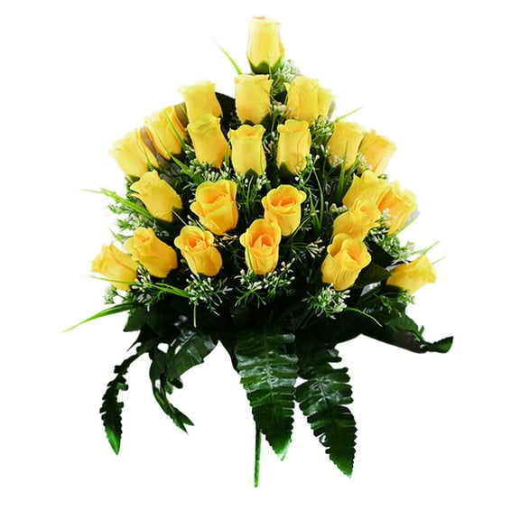 Artificial Cemetery Flowers for Graves, Memorial Rose Bouquet - Durable Outdoor Grave Decorations, Headstone Flowers for Cemetery, Lasting Sympathy & Remembrance Arrangements
