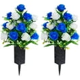 thumbnail image 1 of Artificial Cemetery Flowers,Memorial Flowers,Beautiful Arrangements for Headstones,Black Plastic vase with Drainage Hole Long Spikes Outdoor Memorials(Dark Blue)\u2026, 1 of 1