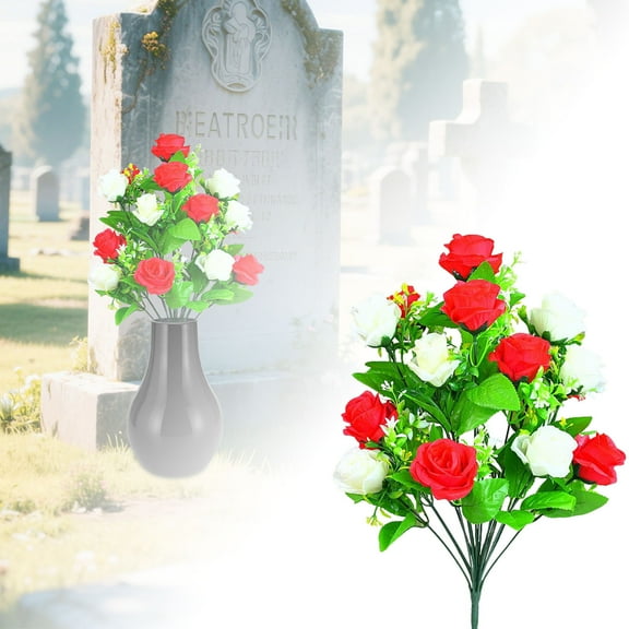 Artificial Cemetery Flowers,Memorial Flowers,Beautiful Arrangements for Headstones, Outdoor Memorials Durable Silk Floral Arrangements For Indoor/Outdoor Use Elegant Memorial Decorations