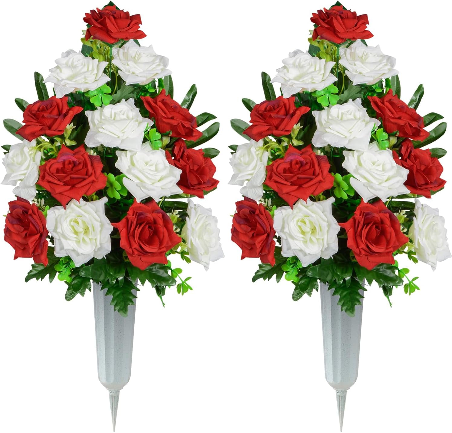 Artificial Cemetery Flowers, Memorial Rose Flowers Grave Decoration