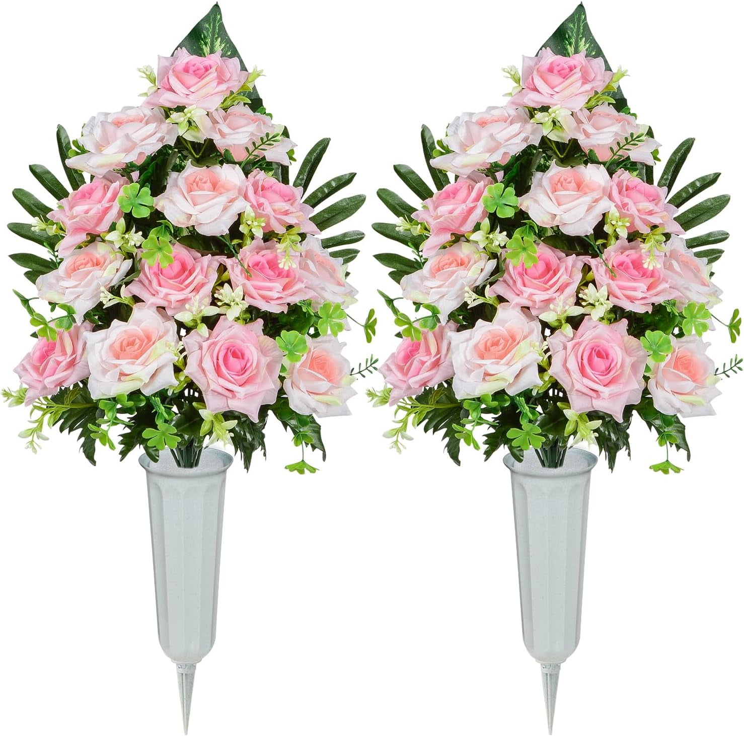Artificial Cemetery Flowers, Memorial Rose Flowers Grave Decoration