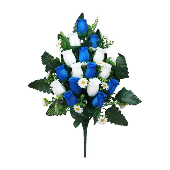 Artificial Cemetery Flowers,Realistic Rose Memorial Flowers with Vase for Grave Decorations, Memorial Day Flowers, Lifelike Outdoor Grave Decor,1pc