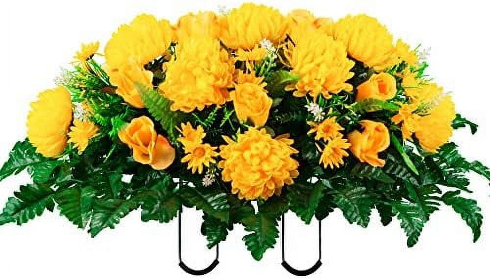 Artificial Cemetery Flowers Realistic Vibrant Roses, Outdoor Grave