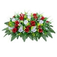 thumbnail image 1 of Artificial Cemetery Flowers Saddle Clothnon Fading Grave Decor, Artificial Cemetery Flowers Saddle Shaped Bouquet with 34 Roses for Grave Decor Non Fading, 1 of 9