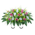 thumbnail image 1 of Artificial Cemetery Flowers Saddle Clothnon Fading Grave Decor, Artificial Cemetery Flowers Saddle Shaped Bouquet with 34 Roses for Grave Decor Non Fading, 1 of 9