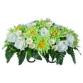 thumbnail image 1 of Artificial Cemetery Flower Saddles Headstones – Artificial Silk Roses Grave Decor – Weatherproof & Fade-Resistant Memorial Flowers – Easy-Fit Design for Tombstones – Durable Outdoor Grave Decoration, 1 of 5