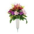 thumbnail image 1 of Artificial Cemetery Flowers with Vase,Artificial Rose Lily Bouquet Graveyard Memorial Flowers for Cemetery Headstones Decoration, 1 of 7
