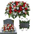 thumbnail image 1 of Artificial Cemetery Grave Flowers,Red Silk Rose Memorial Flowers,Headstone Flower Saddle,Non Fading Uv Resistant,Realistic Flower Structure,Easy Installation,Cemetery Tombstone Memorial Decor, 1 of 9