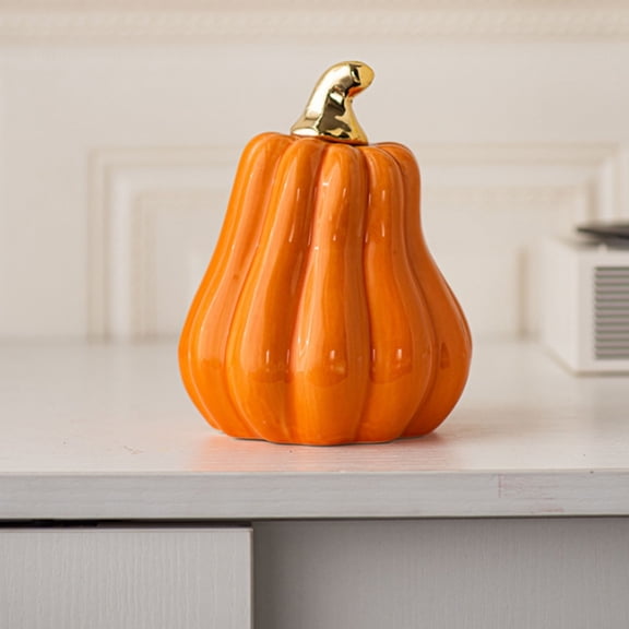 Artificial Ceramic Pumpkin Decor Set, Halloween Thanksgiving Fall Harvest Table Centerpiece, Nordic Farmhouse Home Accent for Mantel Shelf Desktop Entryway Seasonal Decoration