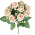 thumbnail image 1 of Artificial Champagne Rose Bouquets, Realistic Silk Mini Roses with Baby’s Breath & Green Leaves, Fake Flower Bundles for Wedding, Home Decor, Floral Arrangements, Party Centerpieces, Indoor Use, 1 of 7