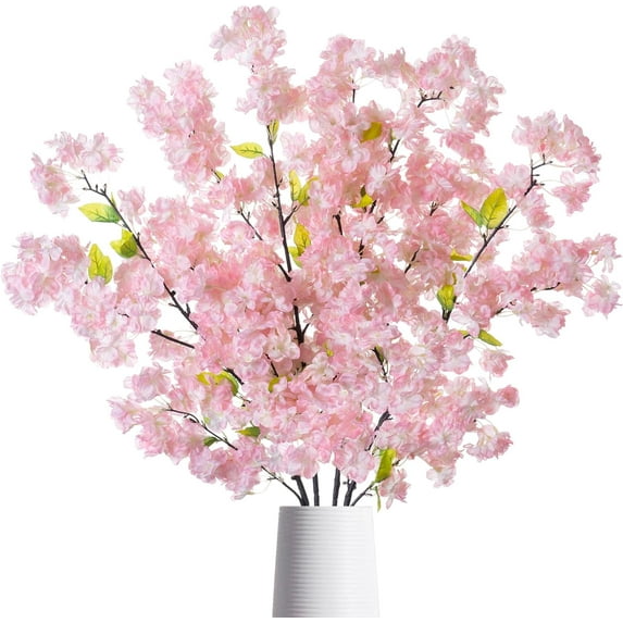 Artificial Cherry Blossom,39 Inches Oriental Cherry Flowers Silk Tall Fake Flower Arrangements Touch Multiple Branch Home Wedding Vase Spring Decoration(Light Pink)