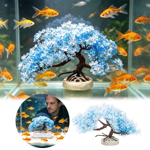 Artificial Cherry Blossom Bonsai Aquarium Ornament Resin Fish Tank Landscape Decor Weatherproof Flooring Tree Sculpture For Freshwater Tank Underwater Habitat Supply