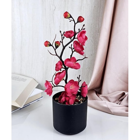 Artificial Cherry Blossom Bonsai Tree with Wooden Pot for Home Decor, Living Room, Center Table, Indoor & Outdoor Decoration, Lucky Tree, Office Desk, Garden Decoration