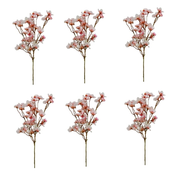 Artificial Cherry Blossom Branches,15.7 Inch Decor Fake Flowers,Faux Silk Flowers For Decoration,Spring Peach Bouquet For Diy Home Wedding Bedroom Party Garden Table Centerpiece Decor,6 PCS