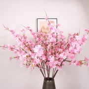 Artificial Cherry Blossom Branches - 42 Realistic Silk Sakura Flowers for Home Decor | Wedding Centerpieces | Party & Event Decorations - Pink & White