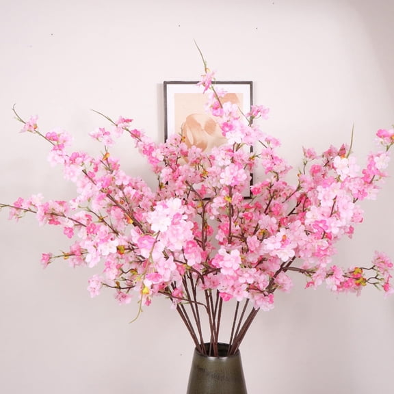 Artificial Cherry Blossom Branches - 42" Silk Sakura Flowers for Home Decor, Wedding, Parties - Realistic Pink & White Fake Flowers - 1-Pack Multi-Fork Design